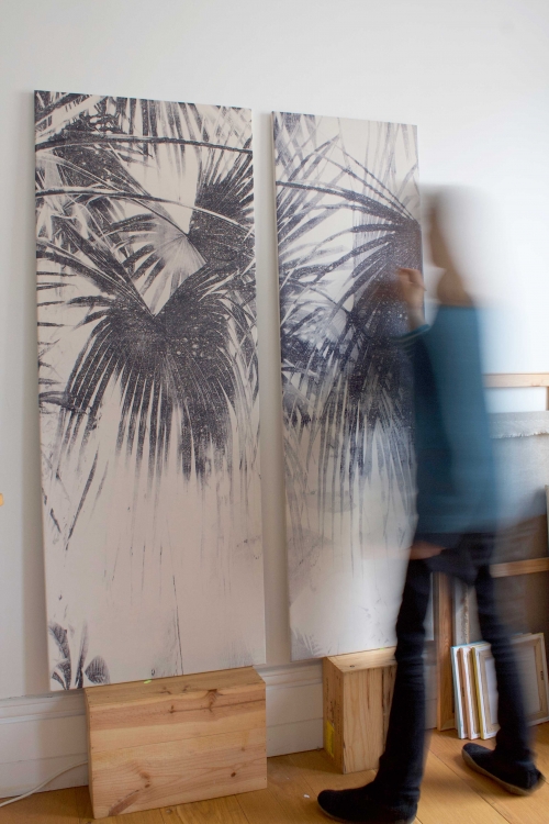 Marianne Nix working on a commission