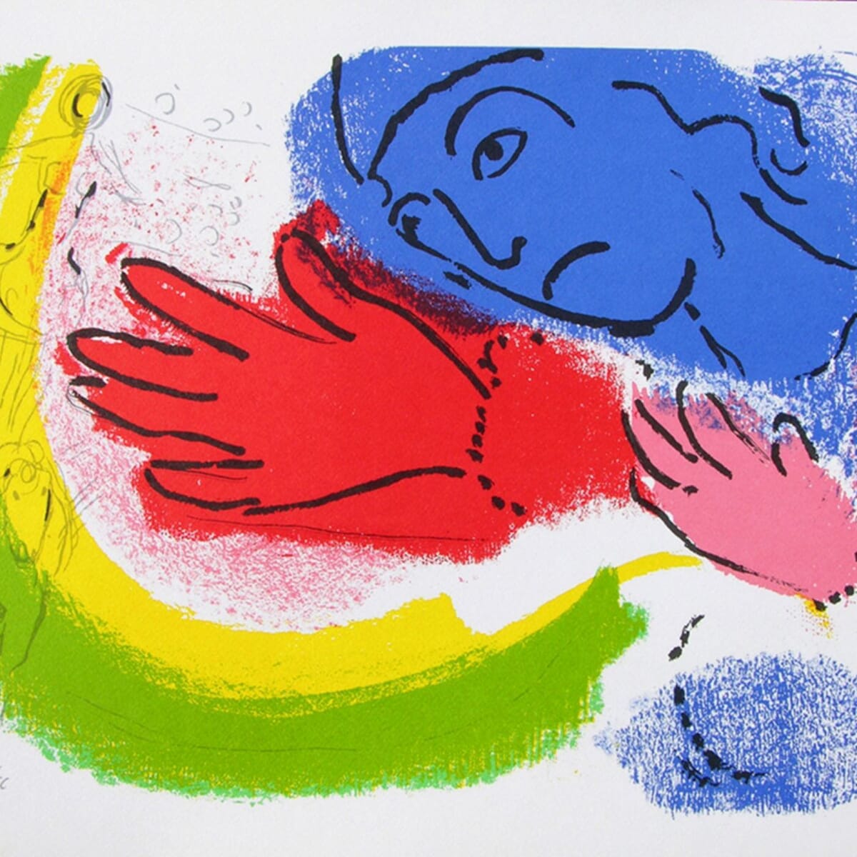 Marc Chagall 水彩画 リトグラフ 約107cm x 94cm（ﾘﾄｸﾞﾗﾌ ﾏﾙｸ