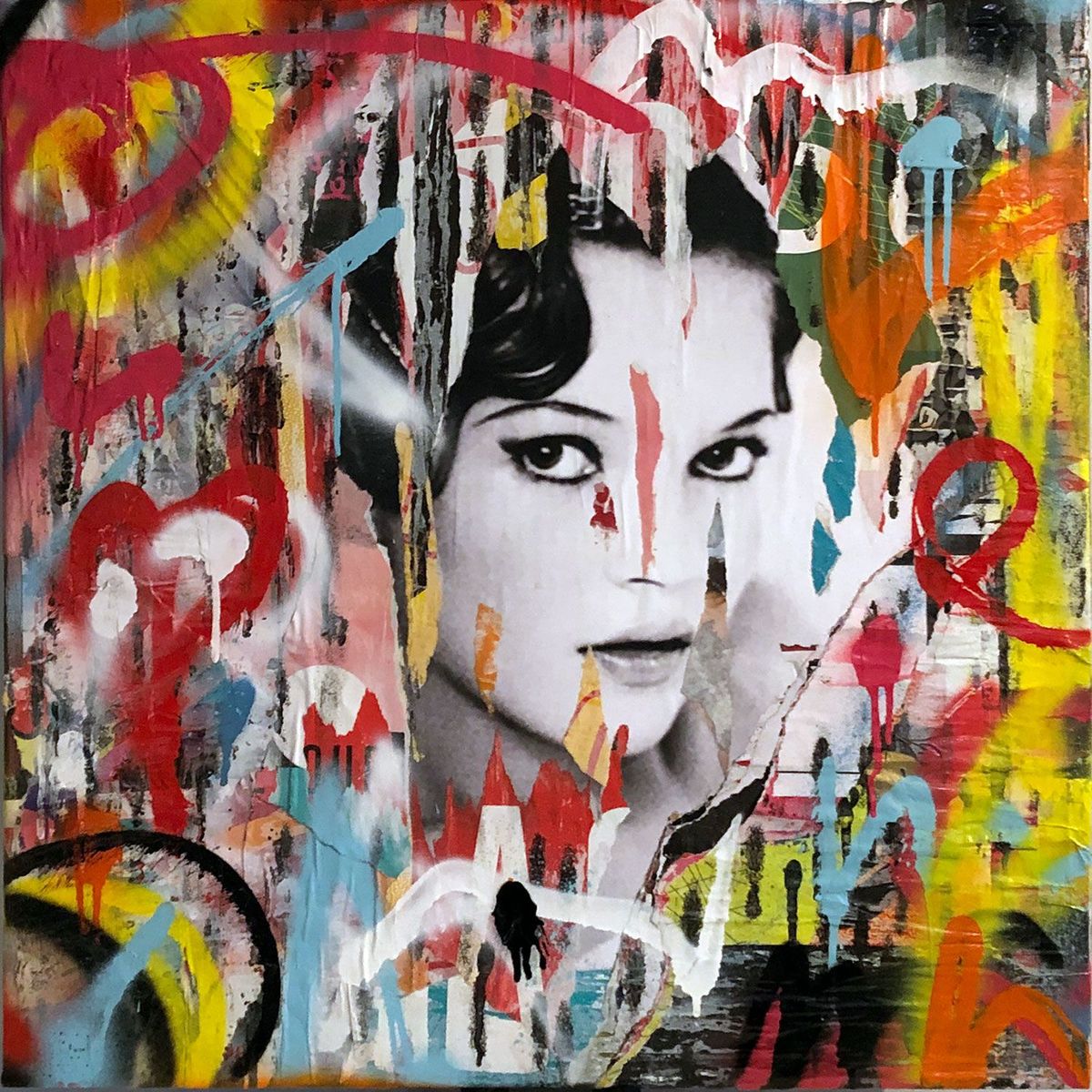 Tableau Street Art – Urban Collage Sur Toile – Grand Format 150x150 Cm – Canvas