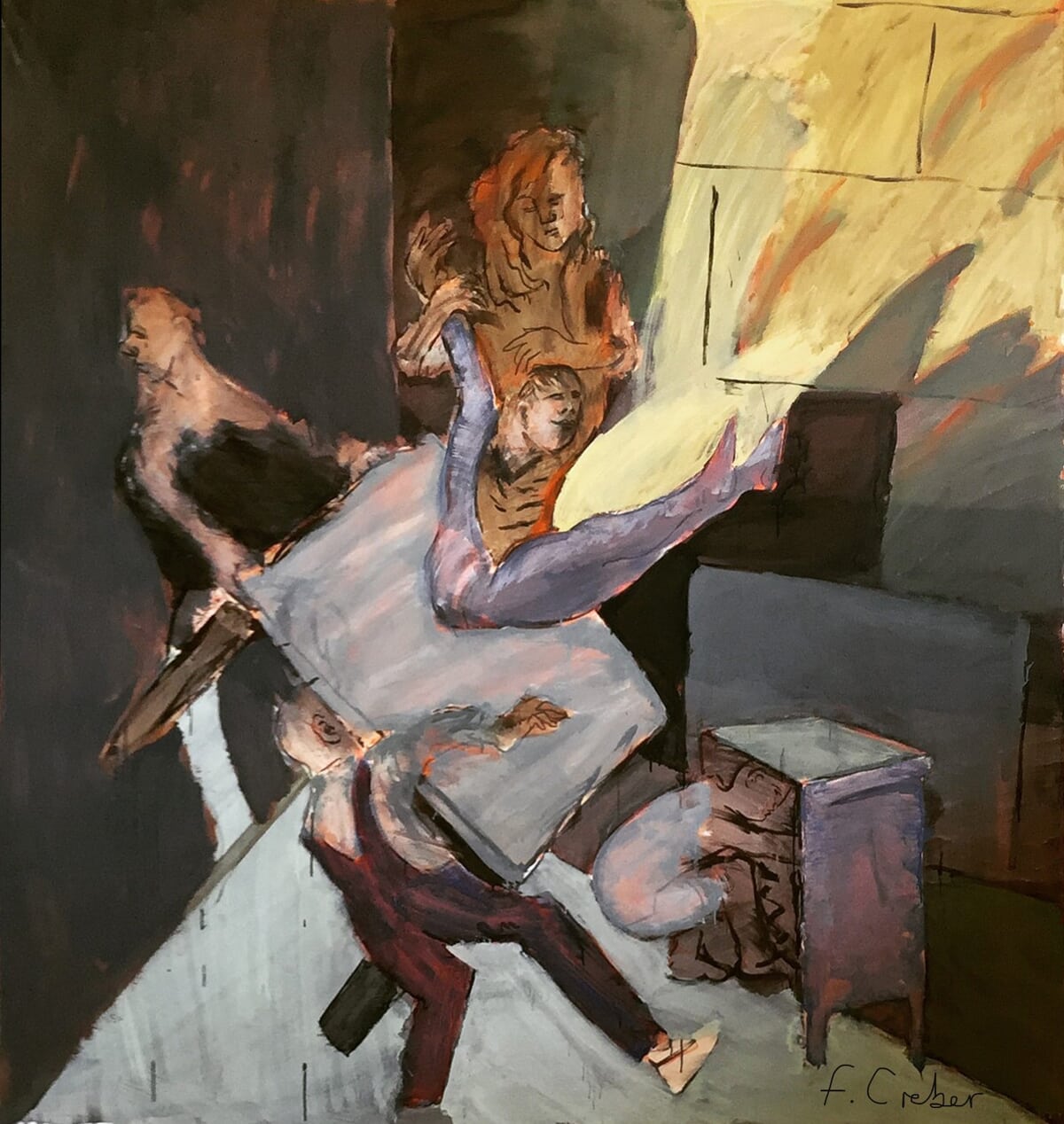 Falling off the Table by Frank Creber | Buy Art Online | Rise Art