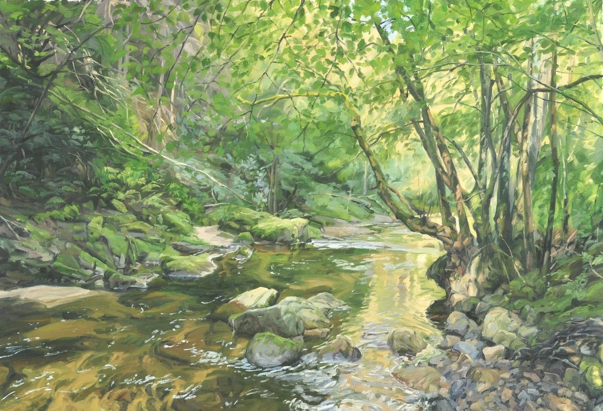 River in the heart of the forest par Anne Baudequin | Acheter de l'art ...