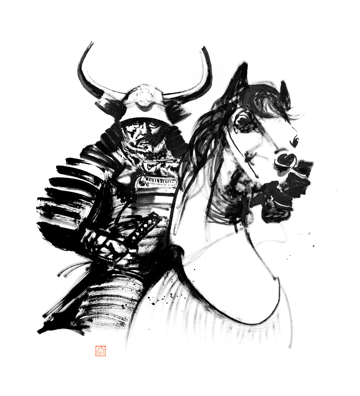 samurai riding a horse by Péchane | Buy Art Online | Rise Art