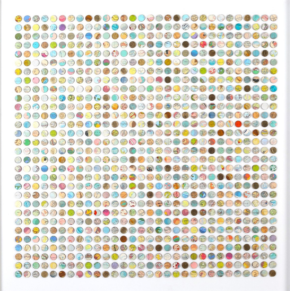 Nine Hundred World Map Dots with Gold leaf by Amelia Coward | Buy Art ...