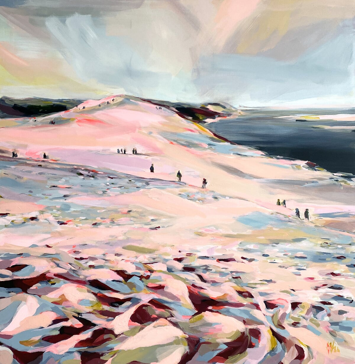 Dune rose, mer grise von Hélène Vac | Kunst online kaufen | Rise Art