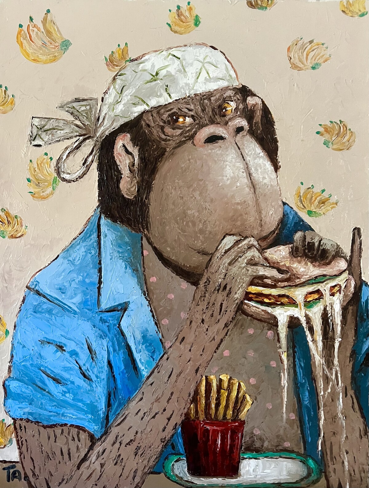 Boss eating a burger by Ta Byrne | Buy Art Online | Rise Art