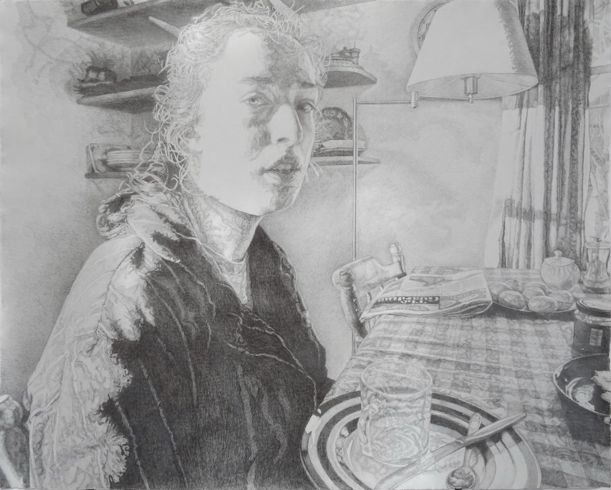 Woman at Table by Randy Klinger | Buy Art Online | Rise Art