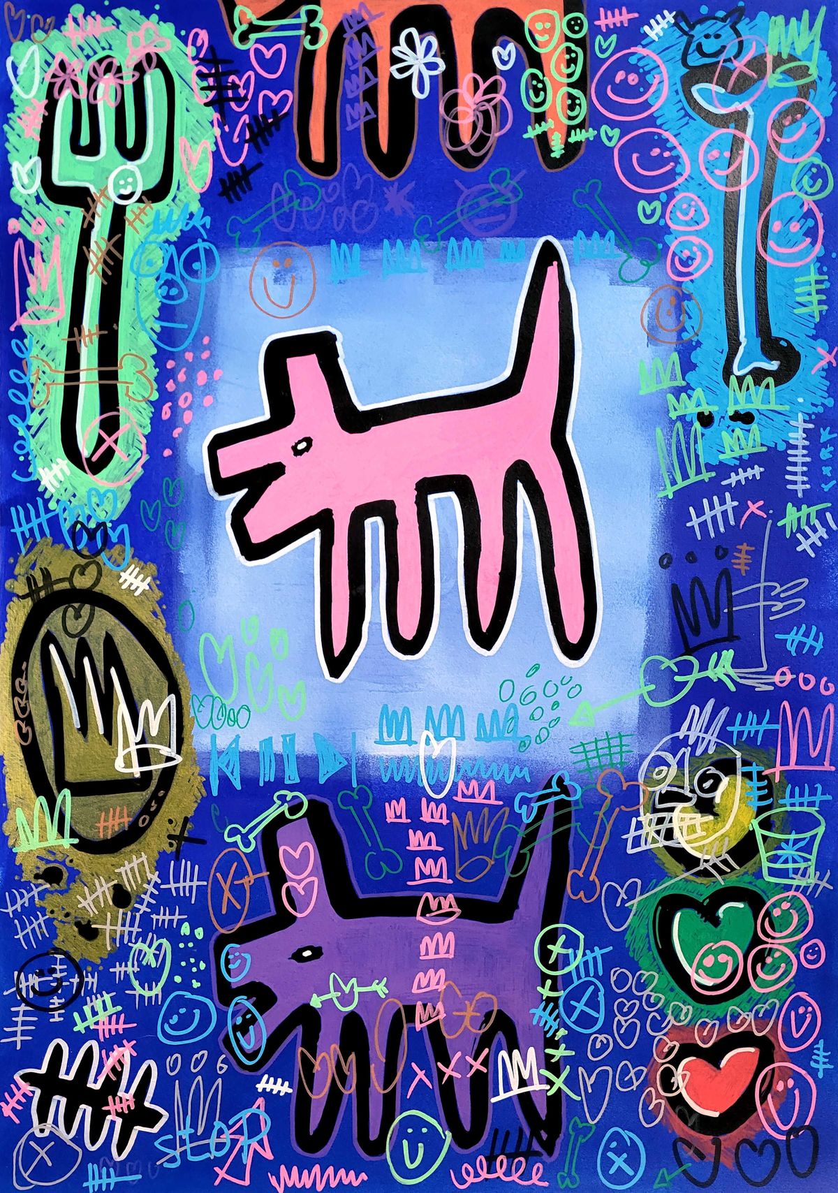 Pink Dog Graffiti by Well Well | Buy Art Online | Rise Art