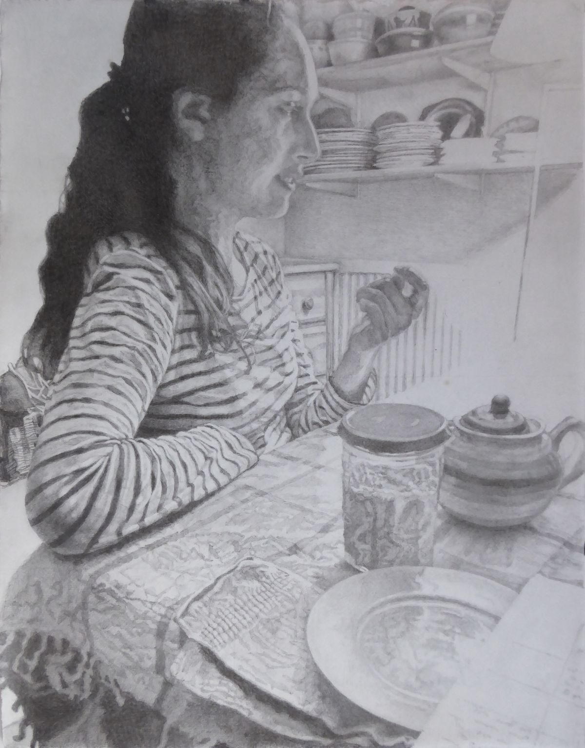 Woman in a Striped Shirt by Randy Klinger | Buy Art Online | Rise Art