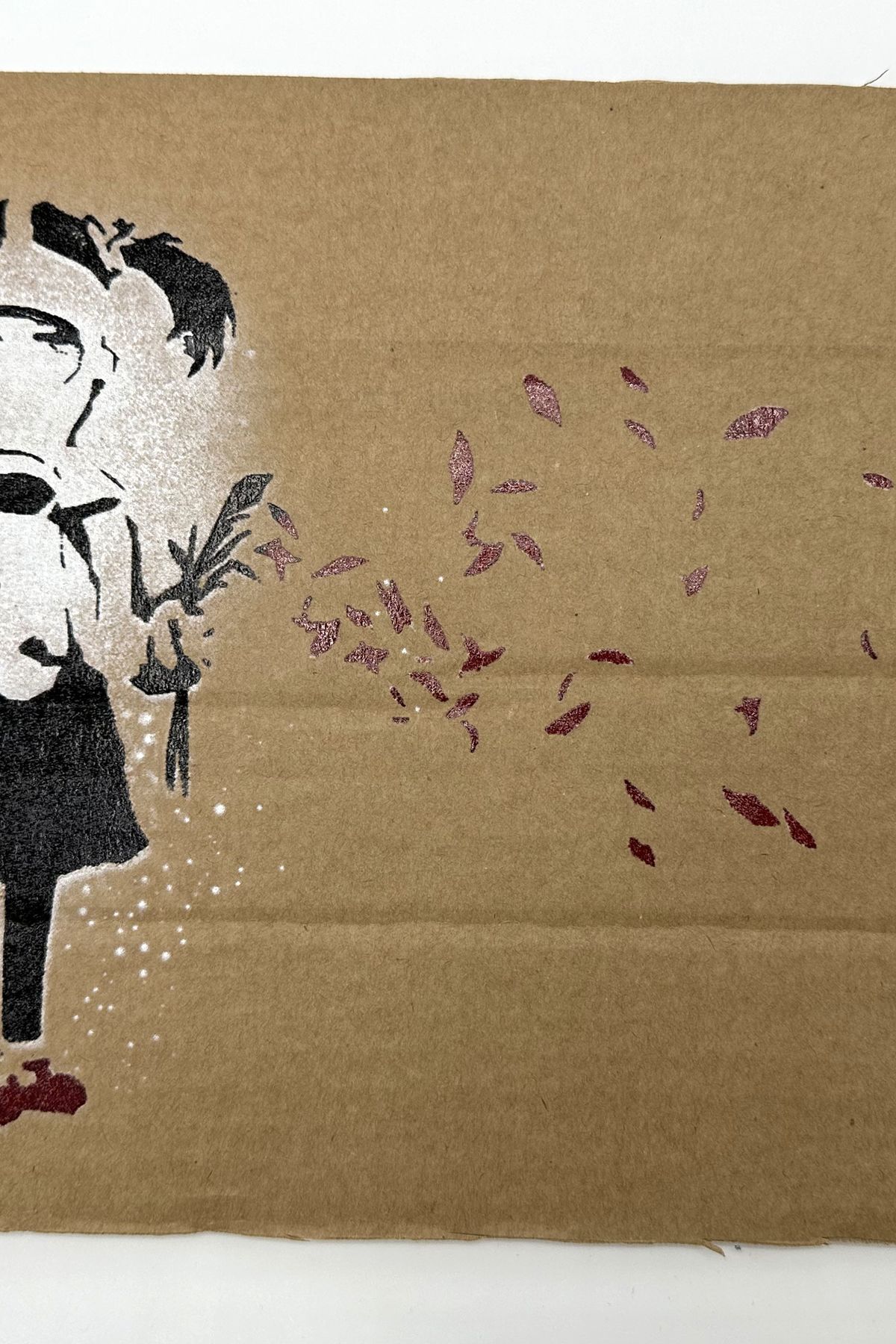 BANKSY (d'après) - Painter Rat - Pochoir sur carton - Street Art