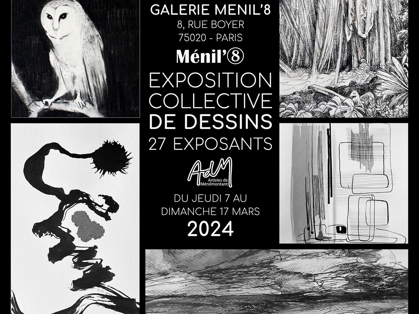 EXPOSITION COLLECTIVE DE DESSINS / 27 EXPOSANTS