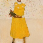 Girl in Yellow Dress with Cell Phone