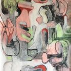 Abstract landscape with broken vase