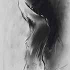 Etude de nu au fusain , dessin au fusain