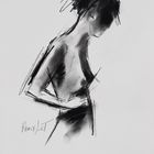 Etude de nu, dessin au fusain