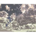 Nuages et nuées NN I ocre, gris violet et  vert