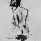 Etude de nu , dessin au fusain