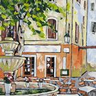 Petite place ombragée d'un village de Provence