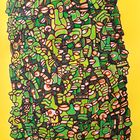 Chaos technique sur fond jaune 