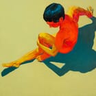 Nu d'homme pop art rouge jaune vert