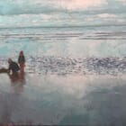 Tandis que les vagues tombent doucement