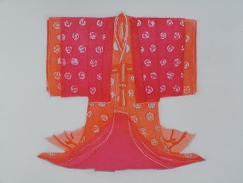 Shozoku gasane - pink and orange by Anna Toppin