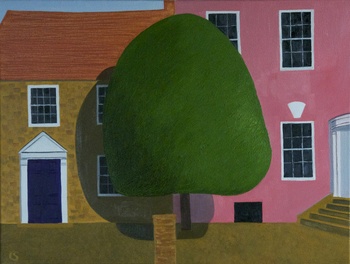 Pink House with Topiary von Christo Sharpe
