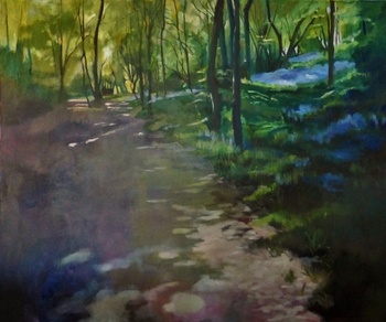 'Upon a pleasant swell I gaze awhile On crowding ferns bluebells and hazel leaves' par Alison Chaplin