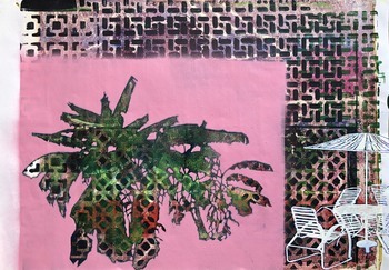 Monoprint A3 Banana Reublic No2 by Renata Fernandez