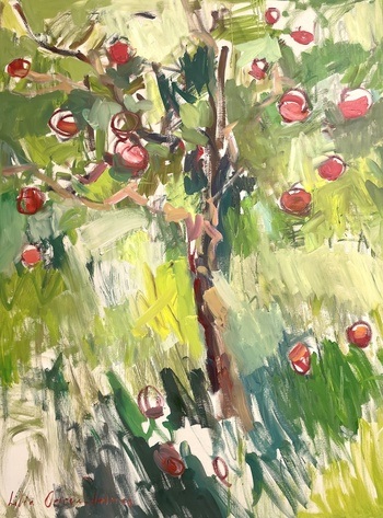 An apple tree in September. by Lilia Orlova-Holmes