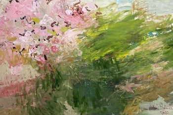 Spring walk in pink and green  by Lilia Orlova-Holmes