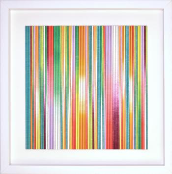 Abstract stripe wood panel collage by Amelia Coward