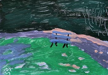 Paysage d'Octobre avec un Banc von Maria Magenta