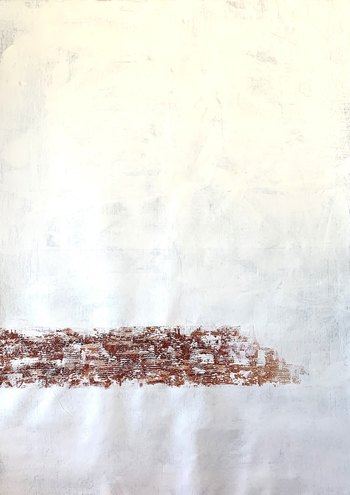 Abstract no. 723 white with copper minimalism von Anita Kaufmann