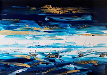 Regatta in blue white and gold von Mikha