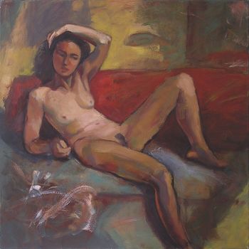 Divan rouge par Hélène Courtois-Redouté