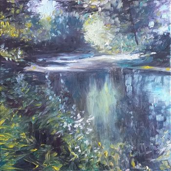 Paysage aux couleurs primaires : le cours d' eau par Alain Voinot