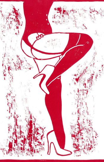 Stockings 9 (red) by Claire Moog