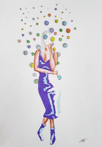 Bubble à la robe bleue von Isabelle Joubert