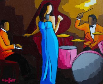 Jazz trio orange bleue by Olivier Boissinot