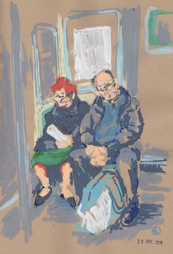 Couple sur la ligne 6 von Sasha C. Bokobza