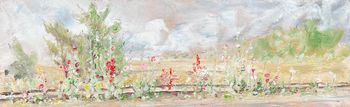 Roses Trémières Sur La Voie de Chemin de Fer by Philippe Tallis