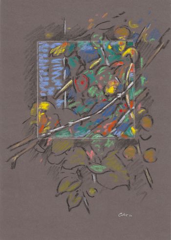 Feuilles fond brun  T100111 par Bernard Marie Collet