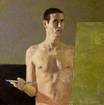 autoportrait au miroir en aquarelle by Olivier Payeur