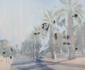 Bleu, rose et palmier par Christelle Zacchero