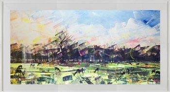Deer Panoramic LIMITED EDITION GICLEE PRINT, 114X64CM FRAME by Nadia Day