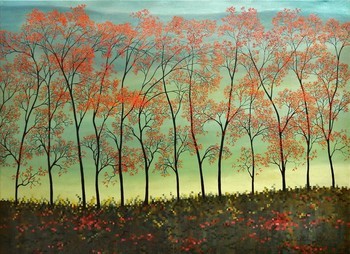 Rangée d'arbres rouges by Nathalie Si Pié