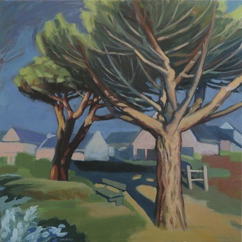 Arbres et banc à Lancieux par Hélène Courtois-Redouté