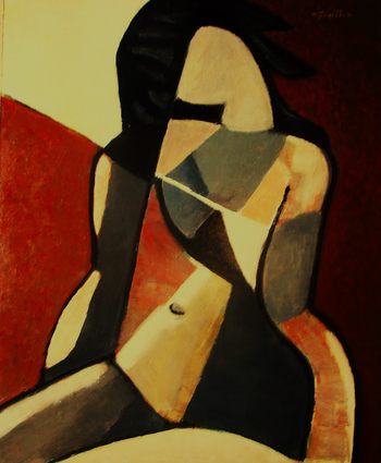 Modèle assis cubiste par Michel de Gouttes