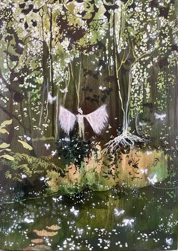 White Moths and Winged Man  par Lara Cobden