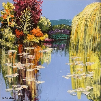 Reflets d'automne et pont japonais von Michel Cribelier